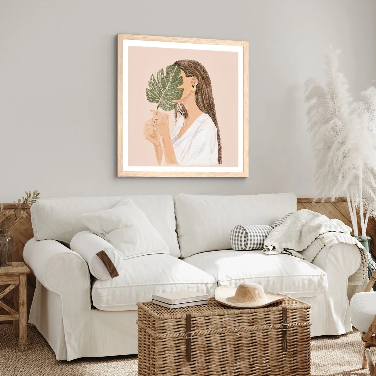 Affisch i ram av ljusek - Mystiskt porträtt med solfjäder - 30x30 cm