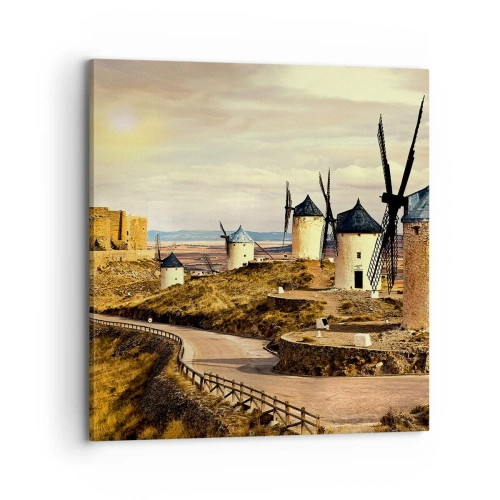 Canvastavla - Bild på duk - Don Quixote kommer snart - 70x70 cm