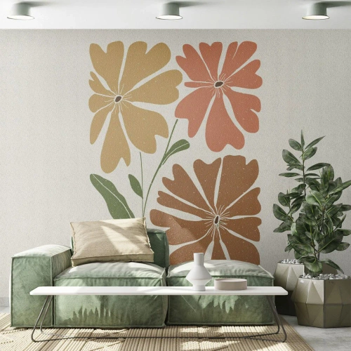 Fototapet Premium Sand - Natur och geometri - Boho, Blommor, Minimalism - 100x70 cm