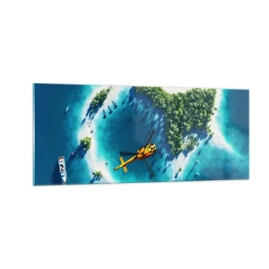 Glastavla - Bild på glas - Köp dig en ö - 100x40 cm