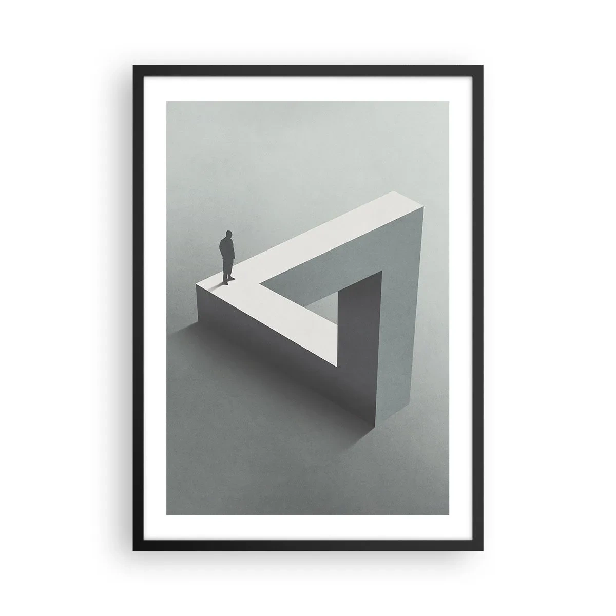 Affisch i svart ram - En figur på en omöjlig geometrisk figur - 50x70cm - Och ändå möjligt - Modern väggdekoration för vardagsrum och sovrum ARTTOR