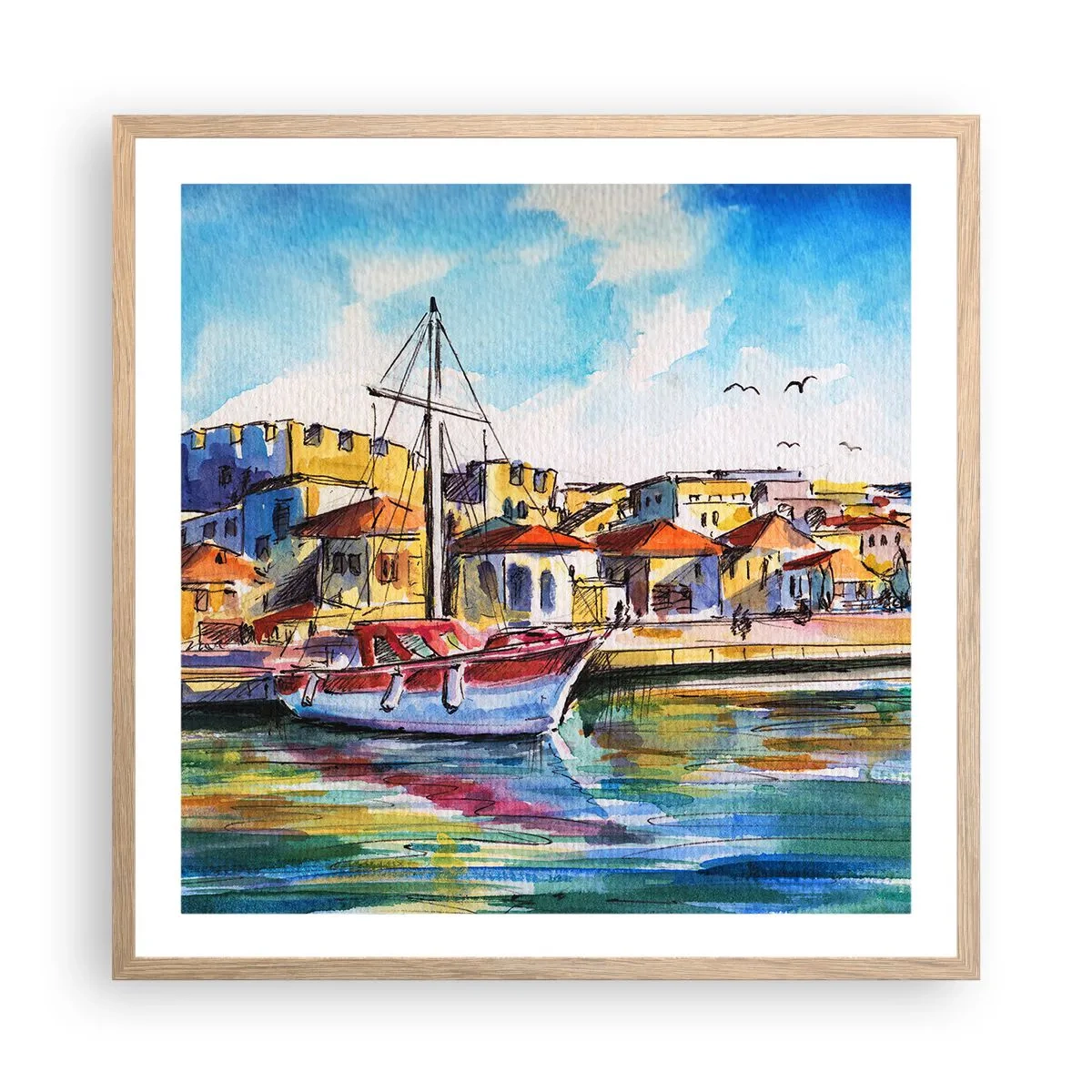 Affisch i ram av ljusek - Regnbågseftermiddag - 60x60 cm