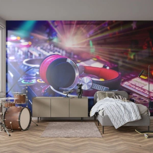 Självhäftande Fototapet Deluxe Sticker - Låt partyt börja - musik, Musikstudio, Hörlurar - 250x175 cm