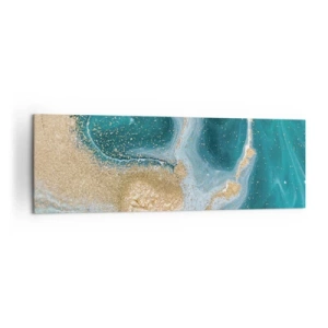 Canvastavla - Bild på duk - Guld- och turkosvirvel - 160x50 cm