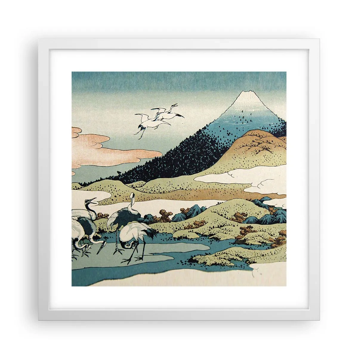 Affisch i vit ram - I japansk anda - 40x40 cm