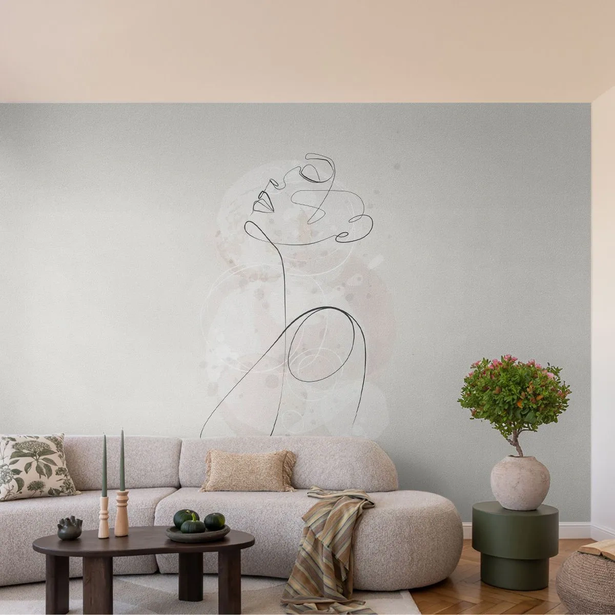 Fototapet Premium Canvas - Skönhetens spiral - Grafik, Kvinna, Bit - 400x280 cm