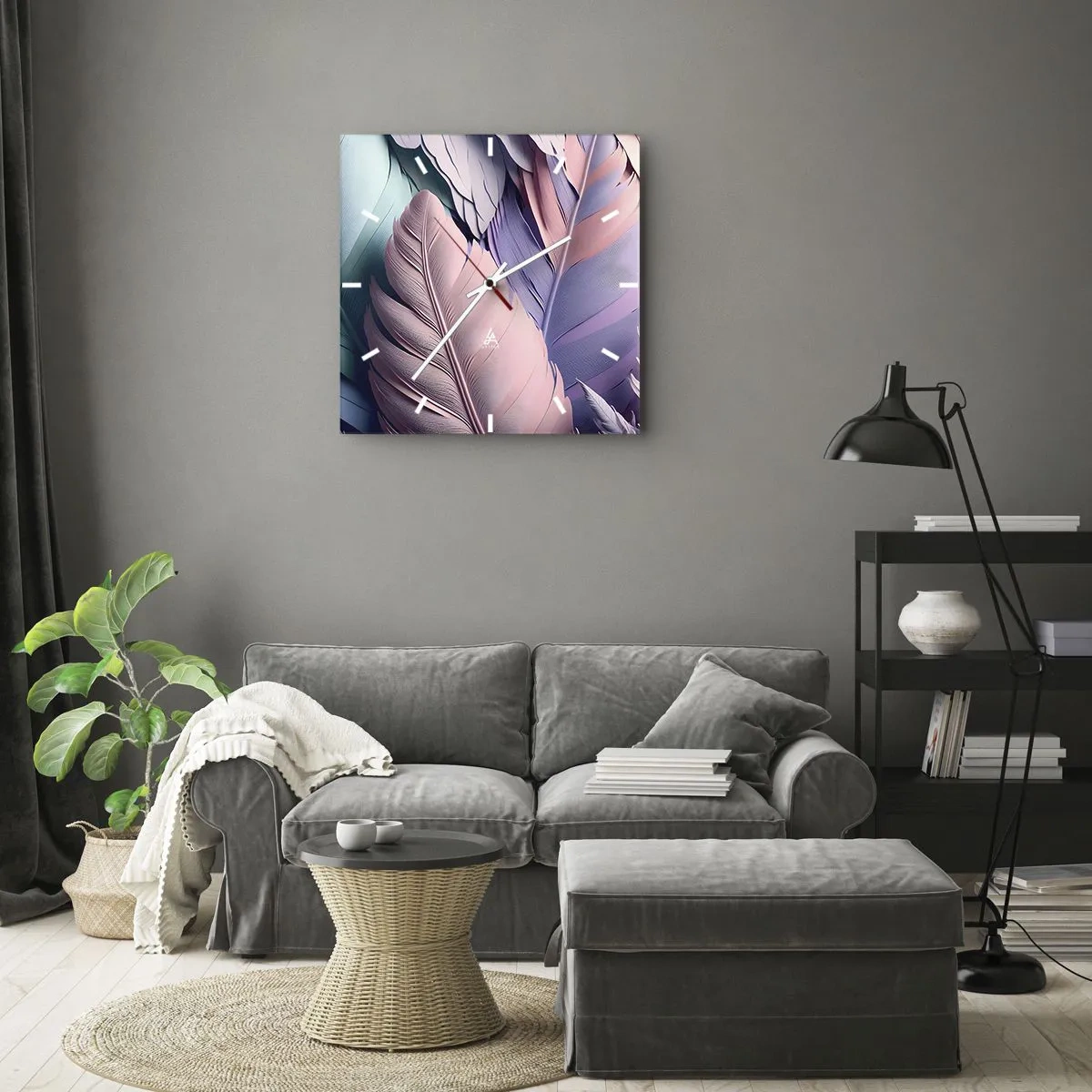 Väggklocka - Klocka på glas - Fågelstil - 40x40 cm