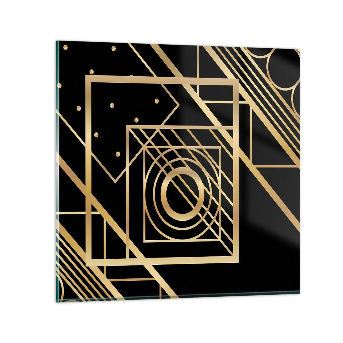 Glastavla - Bild på glas - Gyllene geometri - 70x70 cm