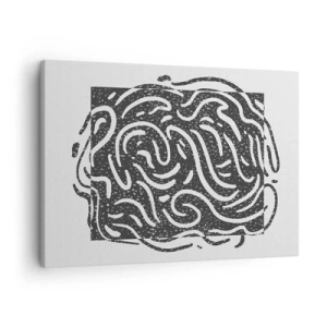 Canvastavla - Bild på duk - Svartvit abstraktion i geometrisk stil - 70x50cm - Abstraktion: en dans av glädje - Modern väggdekoration för vardagsrum och sovrum ARTTOR