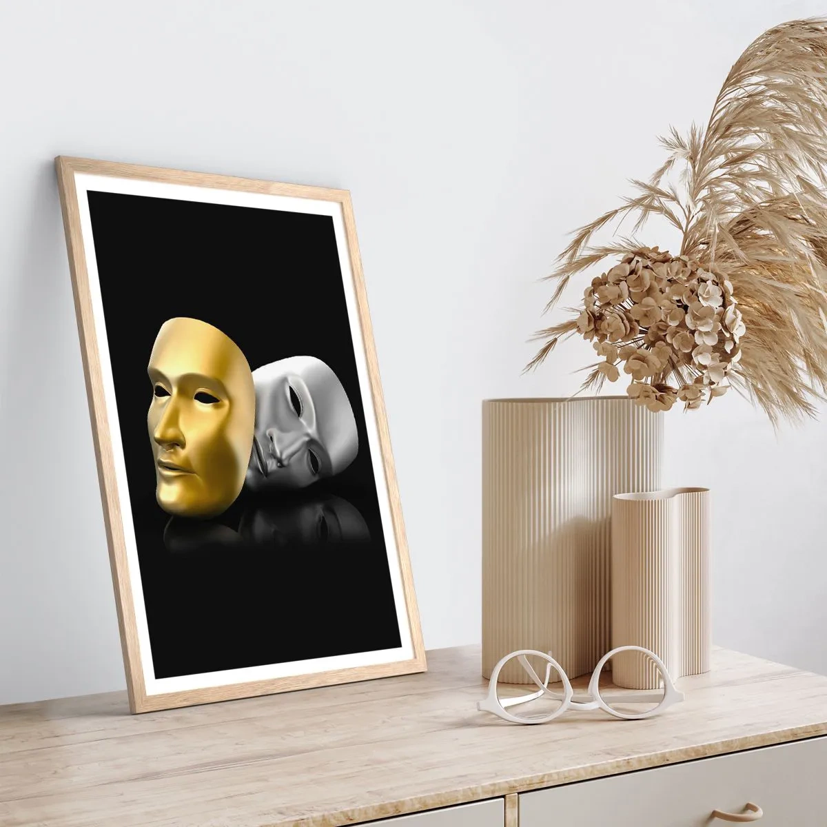 Affisch i ram av ljusek - Livet är teater - 50x70 cm