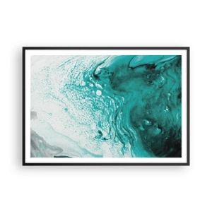 Affisch i svart ram - Smälta sig in i vitt och turkos - 100x70 cm