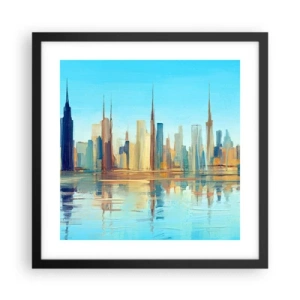 Affisch i svart ram - Solig metropol - 40x40 cm