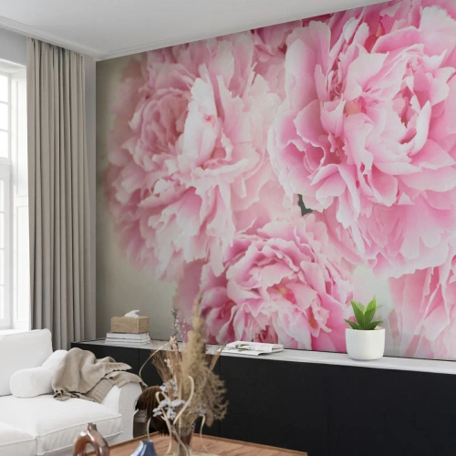 Fototapet Premium Sand - Rosa prakt - Pioner, Blombukett, Blommor - 150x105 cm