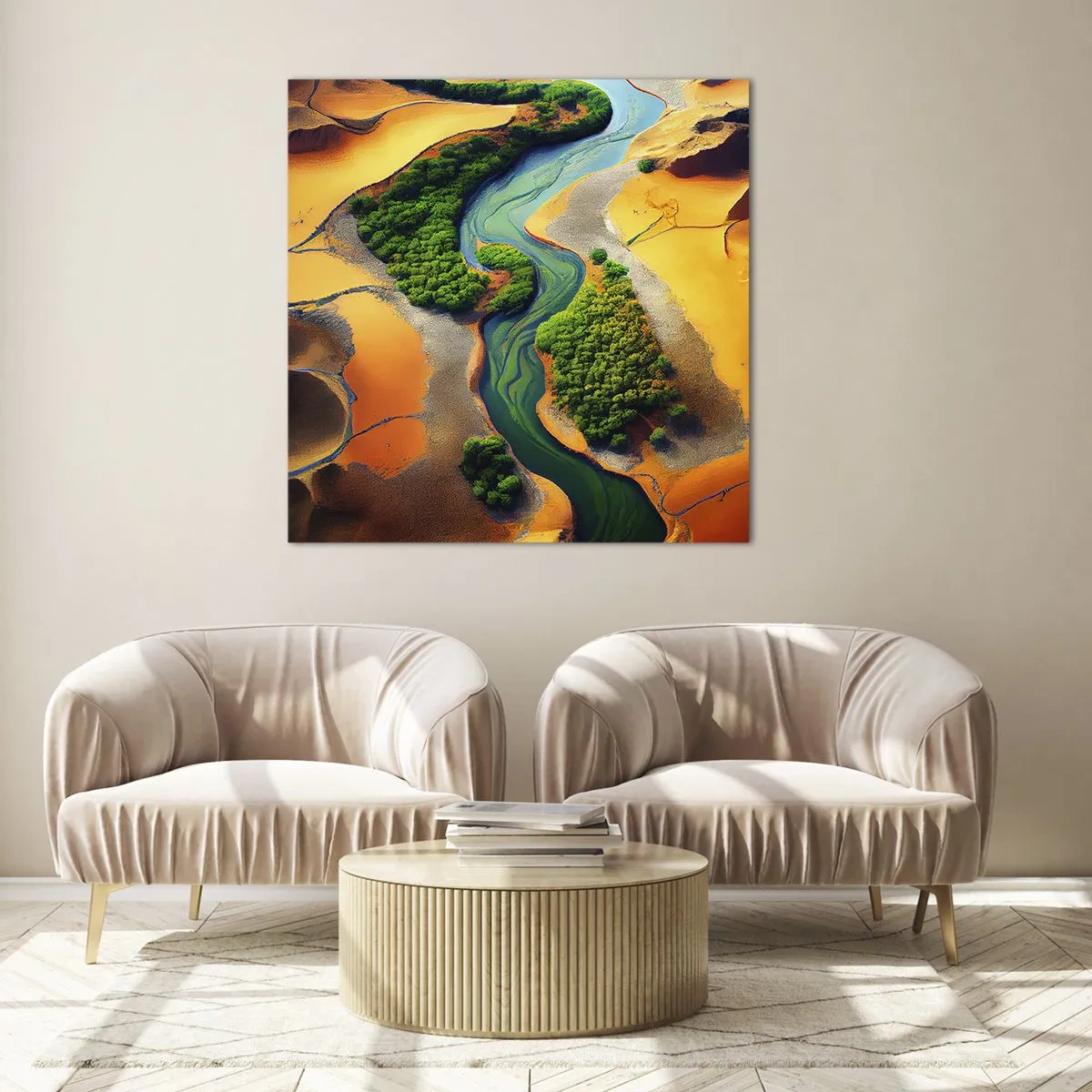 Glastavla - Bild på glas - Livgivande flod - 70x70 cm