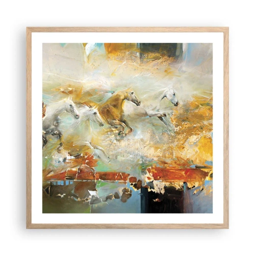 Affisch i ram av ljusek - Galopp genom ljuset - 60x60 cm