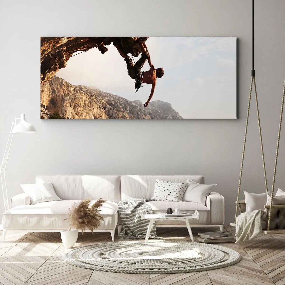 Canvastavla - Bild på duk - Världen i näven - 90x30 cm