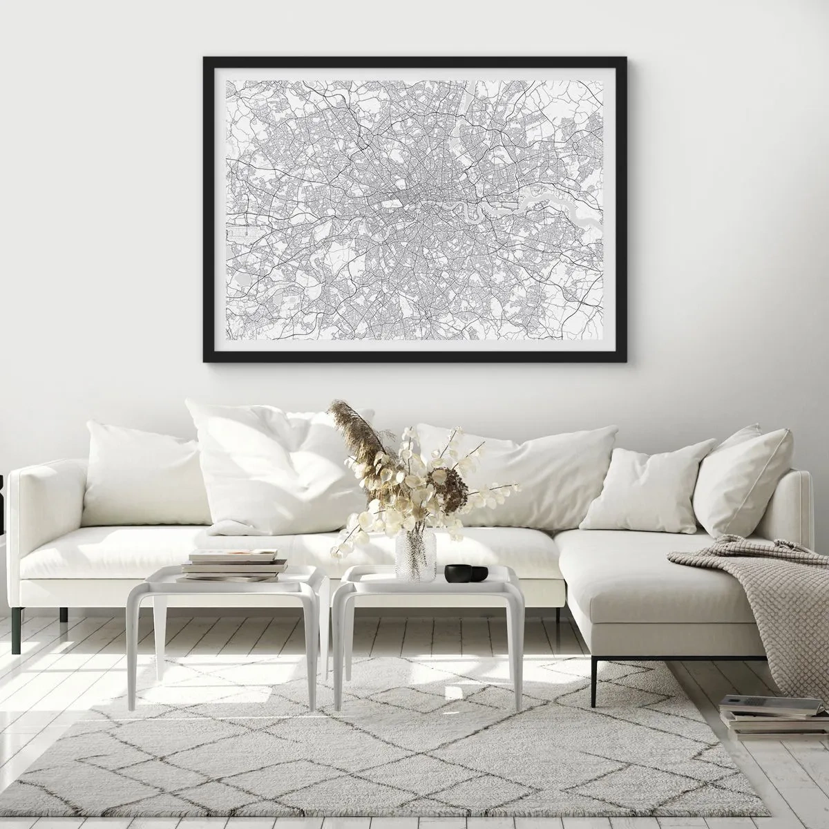 Affisch i svart ram - Karta över London-labyrinten - 100x70 cm