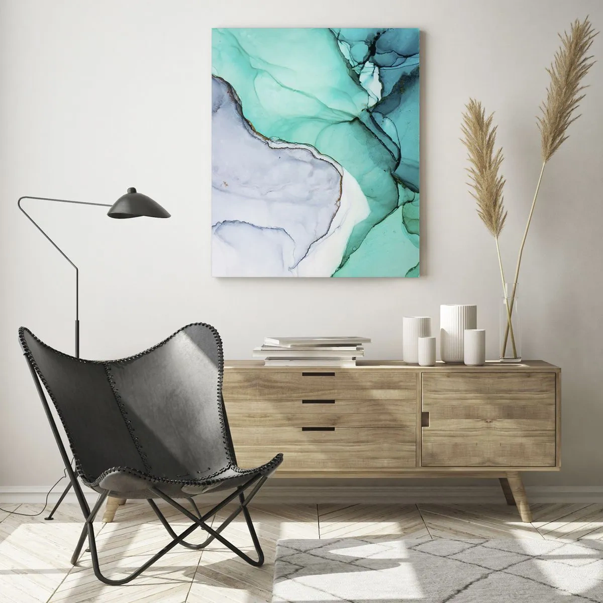 Glastavla - Bild på glas - En studie i turkos - 70x100 cm