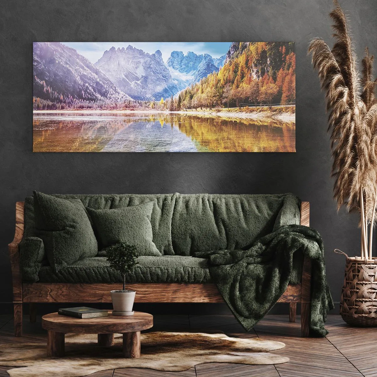 Canvastavla - Bild på duk - Det är redan höst i fjällen - 140x50 cm