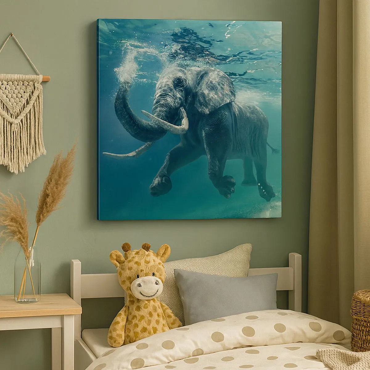 Canvastavla - Bild på duk - Alla tycker om att simma - 30x30 cm