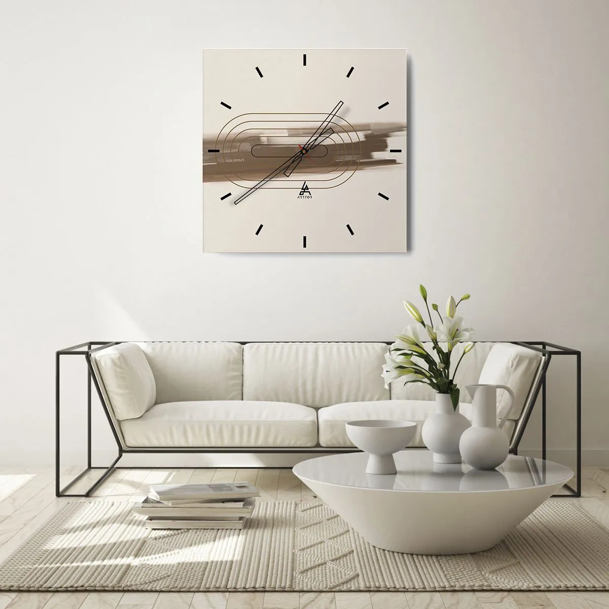 Väggklocka - Klocka på glas - Grå blåst - 30x30 cm