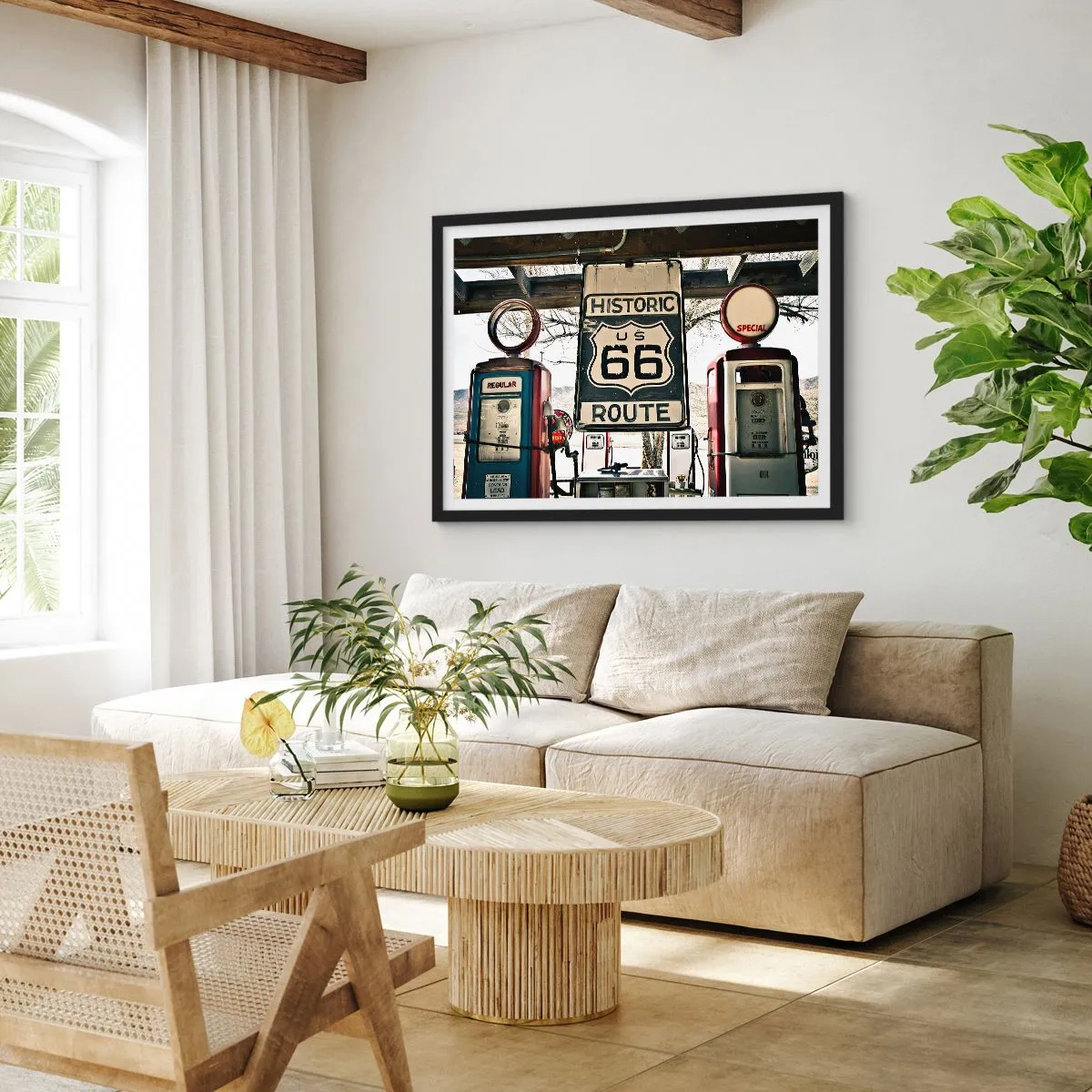 Affisch i svart ram - Amerikansk retroresa - 70x50 cm