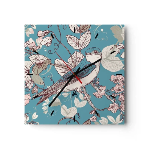 Väggklocka - Klocka på glas - Japansk svala - 40x40 cm