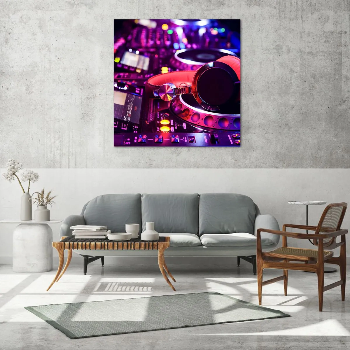 Glastavla - Bild på glas - Innan partyt startar - 70x70 cm