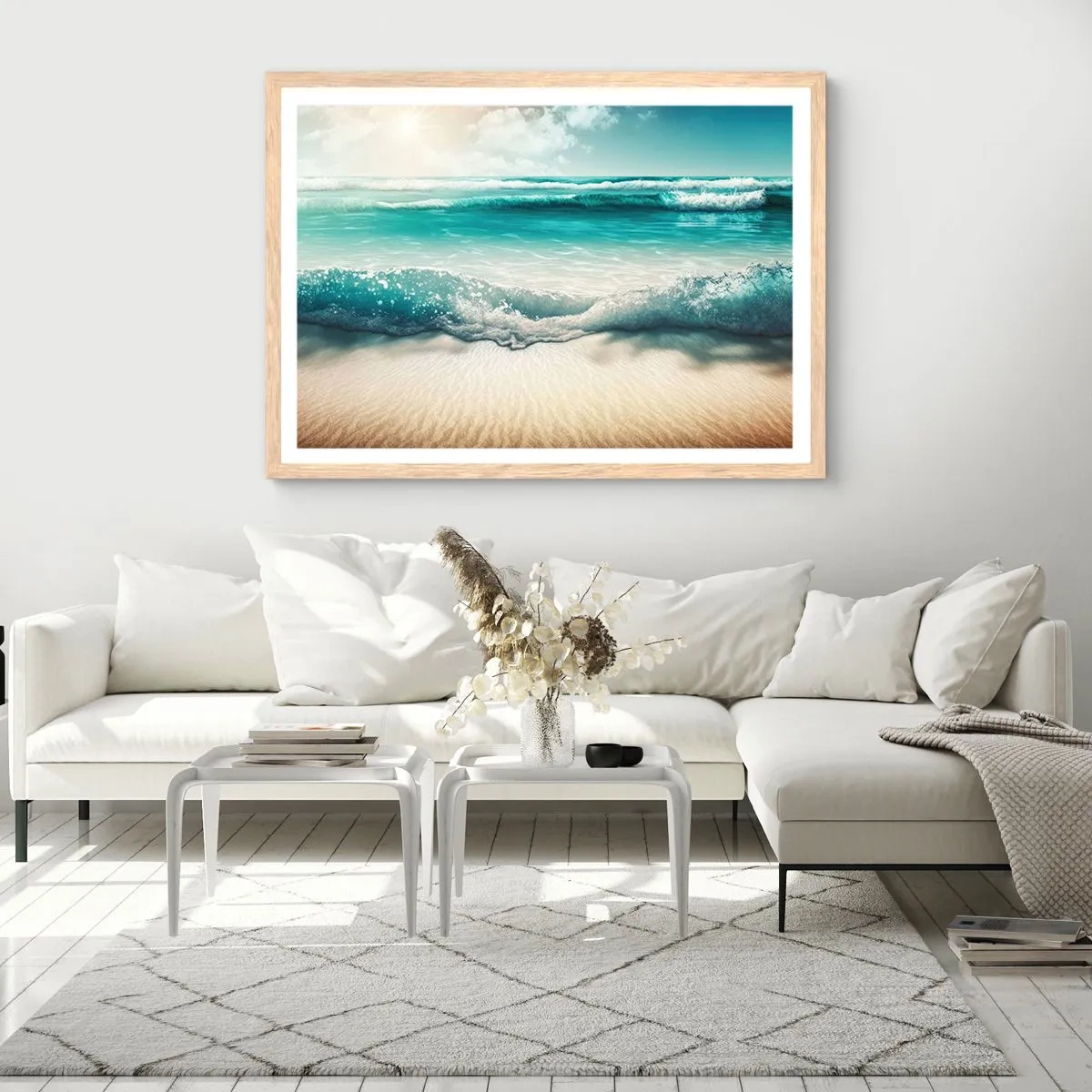 Affisch i ram av ljusek - Lugnet i havet - 50x40 cm