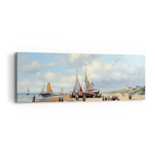 Canvastavla - Bild på duk - Efter en lyckad fångst - 90x30 cm