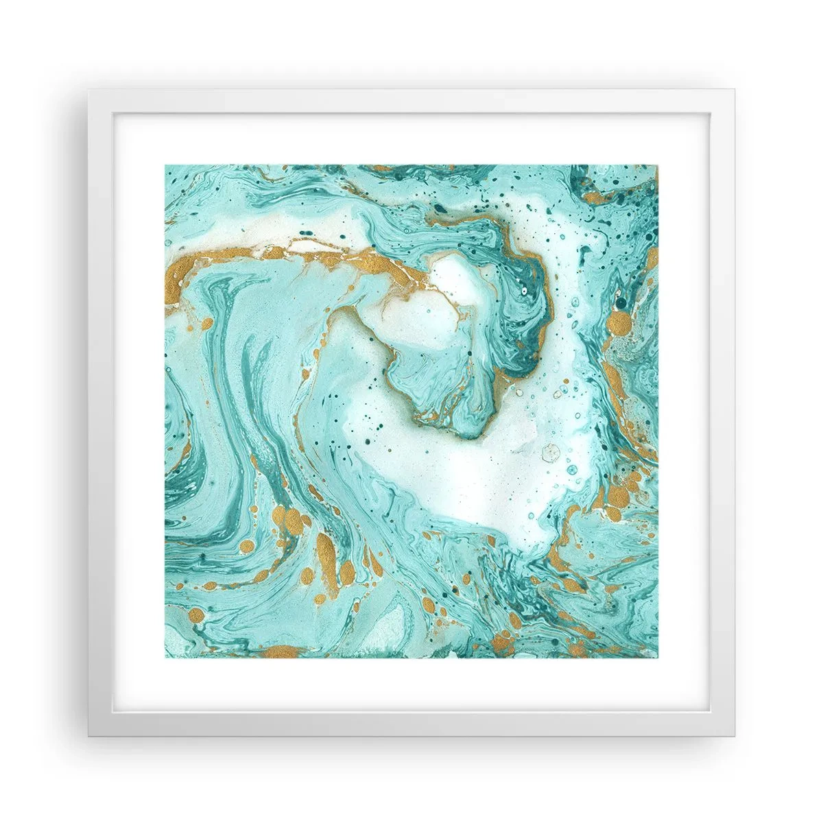 Affisch i vit ram - Under stora vågen från Edo-tiden - 40x40 cm