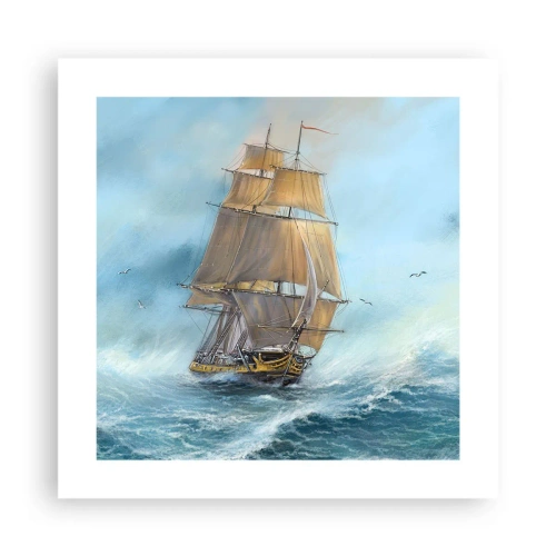 Affisch - Vinkande genom vågorna - 40x40 cm