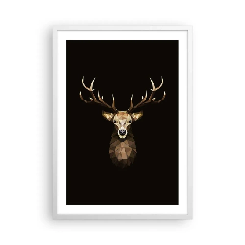 Affisch i vit ram - Kubistisk hjort - 50x70 cm