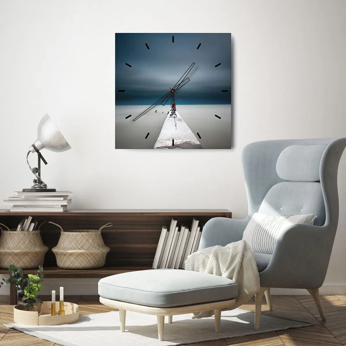 Väggklocka - Klocka på glas - Möta det oändliga - 30x30 cm