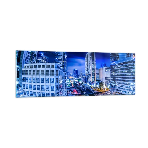 Glastavla - Bild på glas - Stadens nattrytmer - 90x30 cm