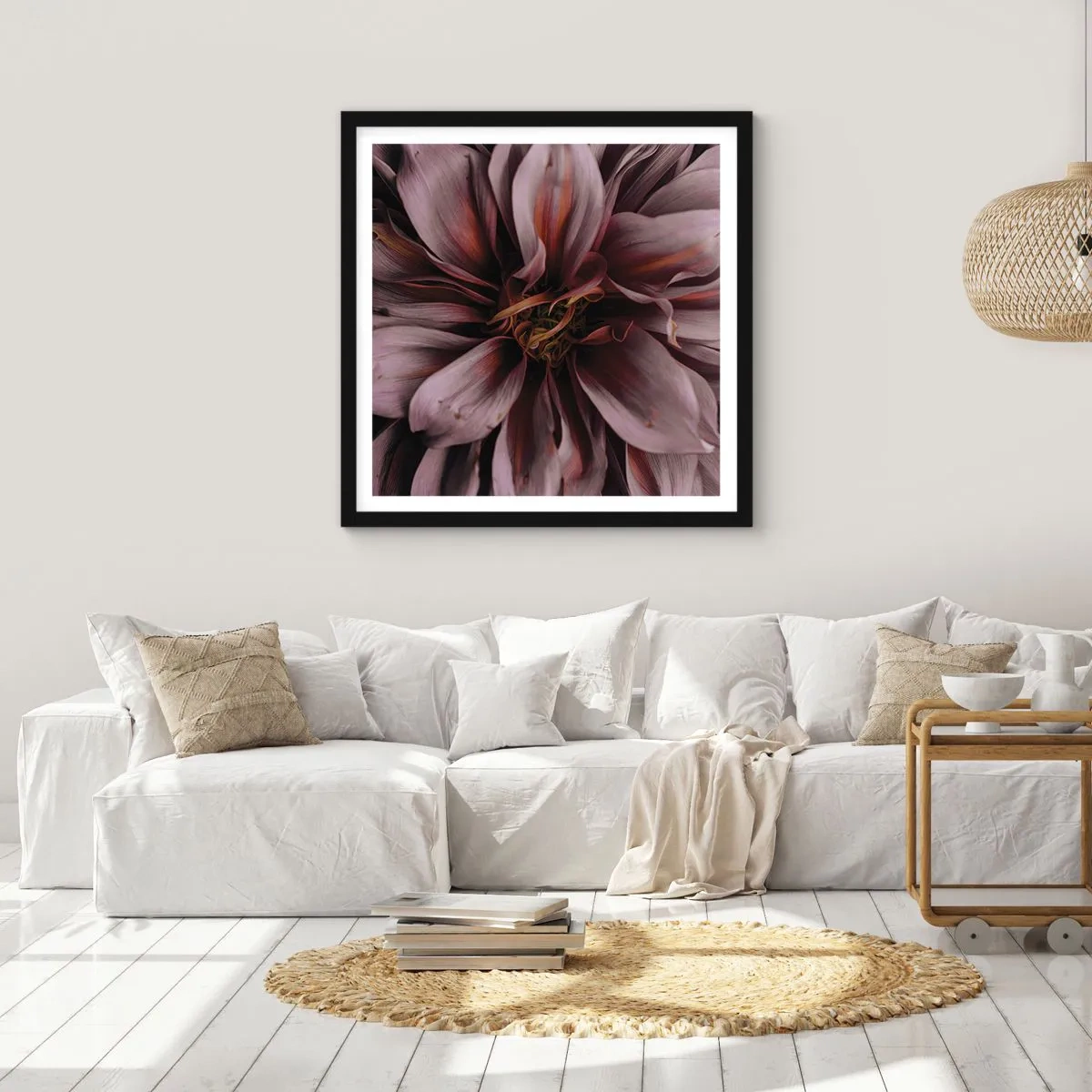 Affisch i svart ram - Blommigt hjärta - 40x40 cm