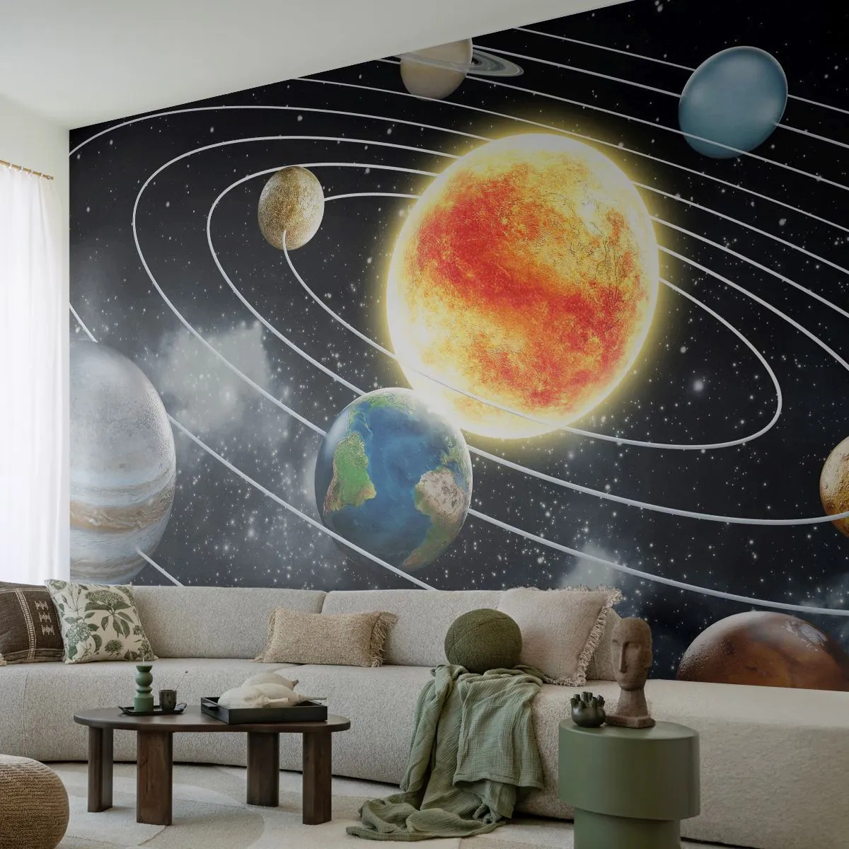 Självhäftande Fototapet Deluxe Sticker - Rymddans - Kosmos, Galaxy, Solsystem - 250x175 cm
