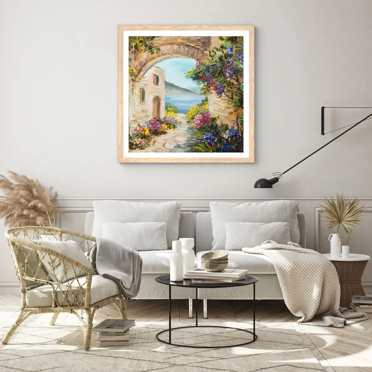 Affisch i ram av ljusek - Kustprovinsens charm - 60x60 cm