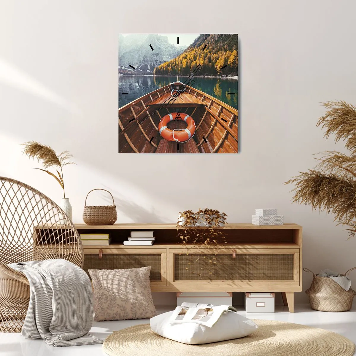 Väggklocka - Klocka på glas - Utflykt i fjällen - 30x30 cm