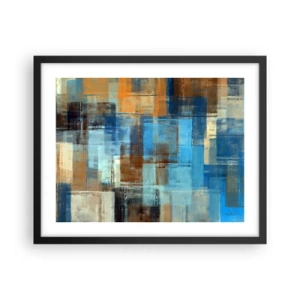 Affisch i svart ram - Genom blåa gardinen - 50x40 cm