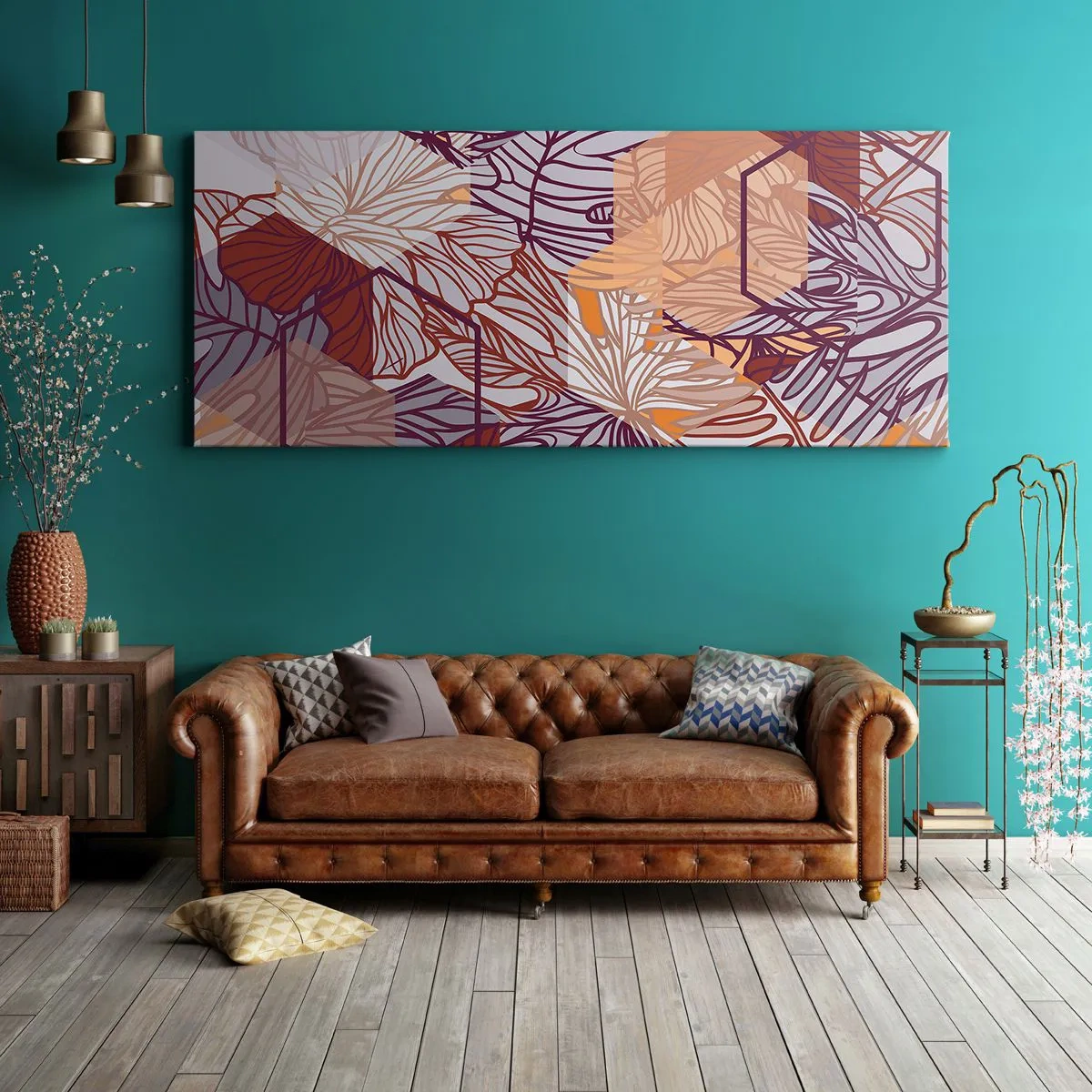 Canvastavla - Bild på duk - Ett möjligt förhållande mellan geometrin och naturen - 100x40 cm