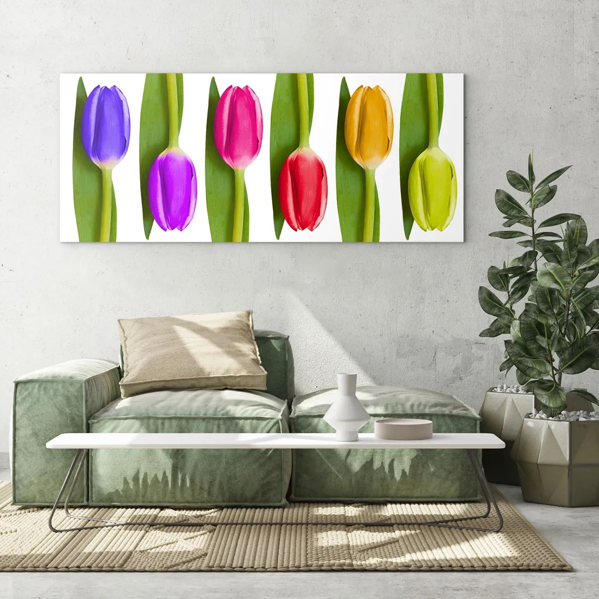 Glastavla - Bild på glas - Regnbågskomposition - 120x50 cm