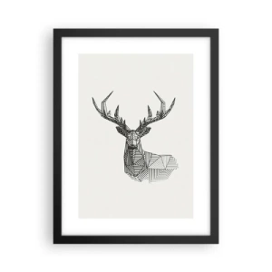 Affisch i svart ram - Hjort i kubistisk stil - 30x40 cm