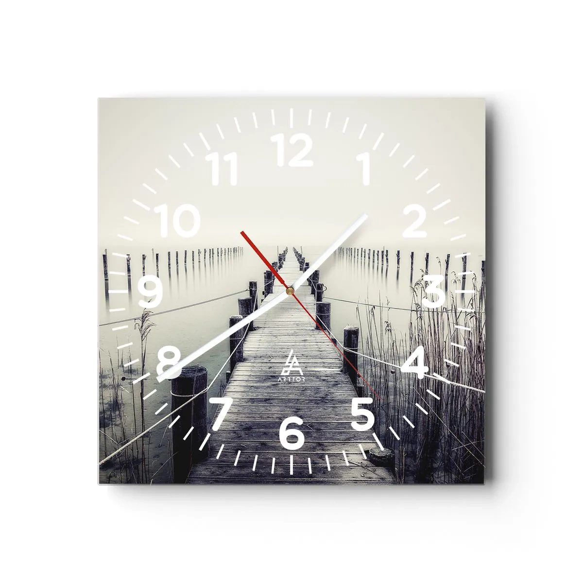 Väggklocka - Klocka på glas - Fördjupa dig i frid - 30x30 cm