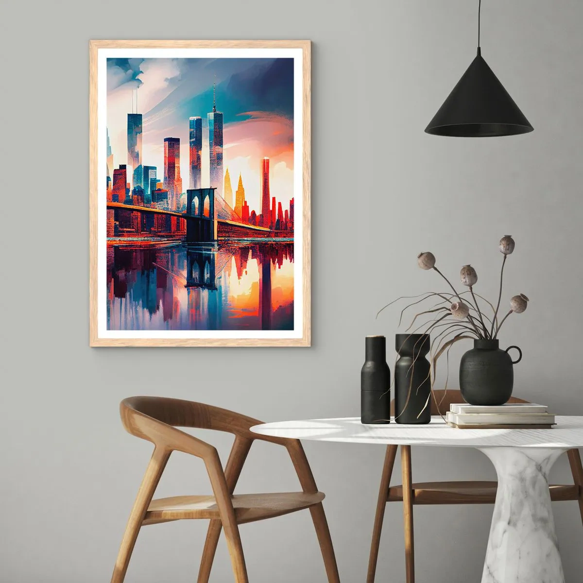 Affisch i ram av ljusek - Fenomenala New York - 70x100 cm