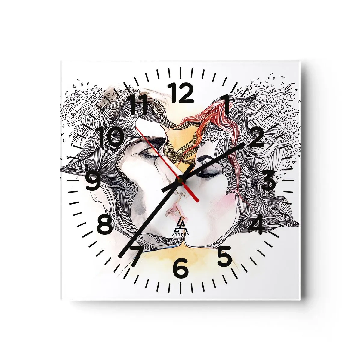 Väggklocka - Klocka på glas - Världen existerar inte - 30x30 cm