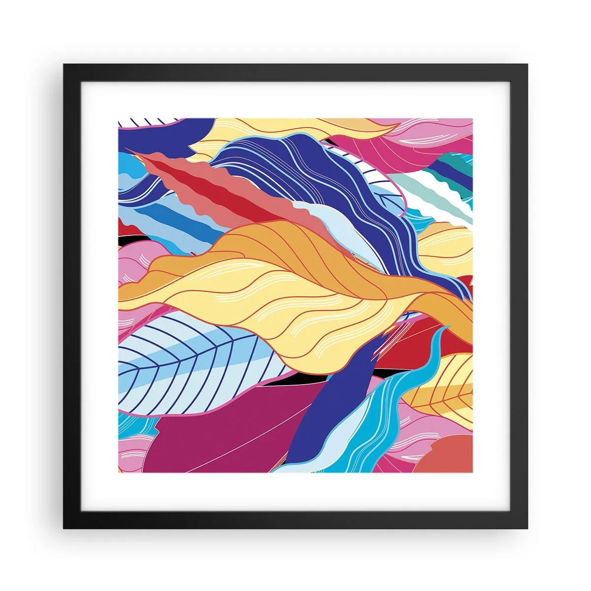 Affisch i svart ram - Färgglad röra - 40x40 cm