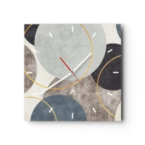 Väggklocka - Klocka på glas - Cirkel efter cirkel - 40x40 cm