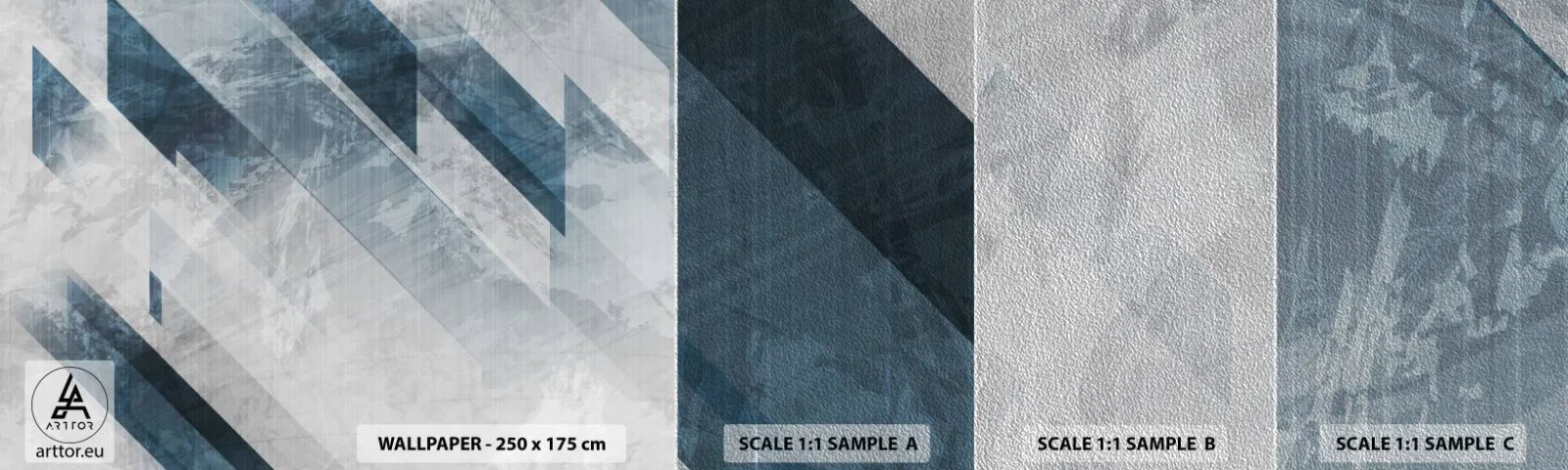 Provbit av fototapet Premium Sand - Tredimensionell komposition – gråhetens rörelse - Abstraktion, Bit, Modernt mönster - 100x30 cm
