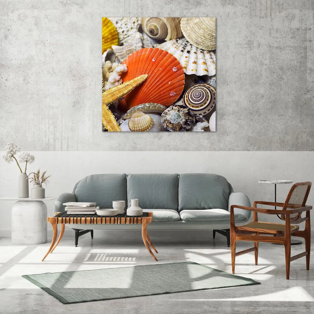 Glastavla - Bild på glas - Havets skatter - 60x60 cm